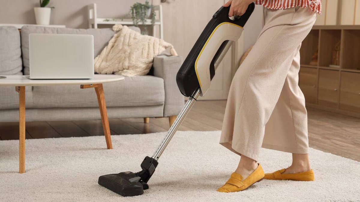 Aspirateur balai sans fil Shark PowerDetect dans un foyer avec animal